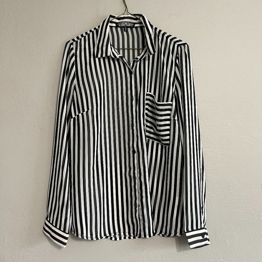 Bold Black and White Striped Top